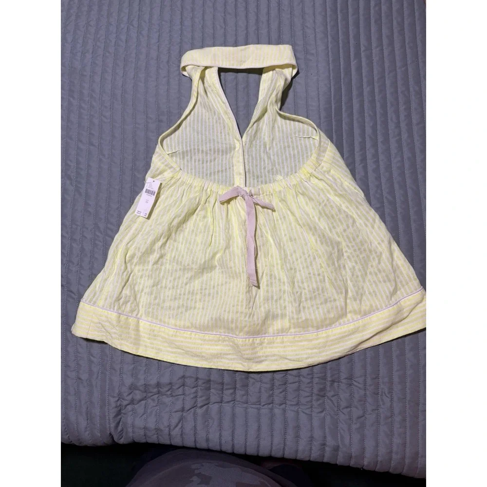 Maeve Anthropologie NWT Yellow & White Striped Button Halter Top Backless XS - Picture 8 of 14